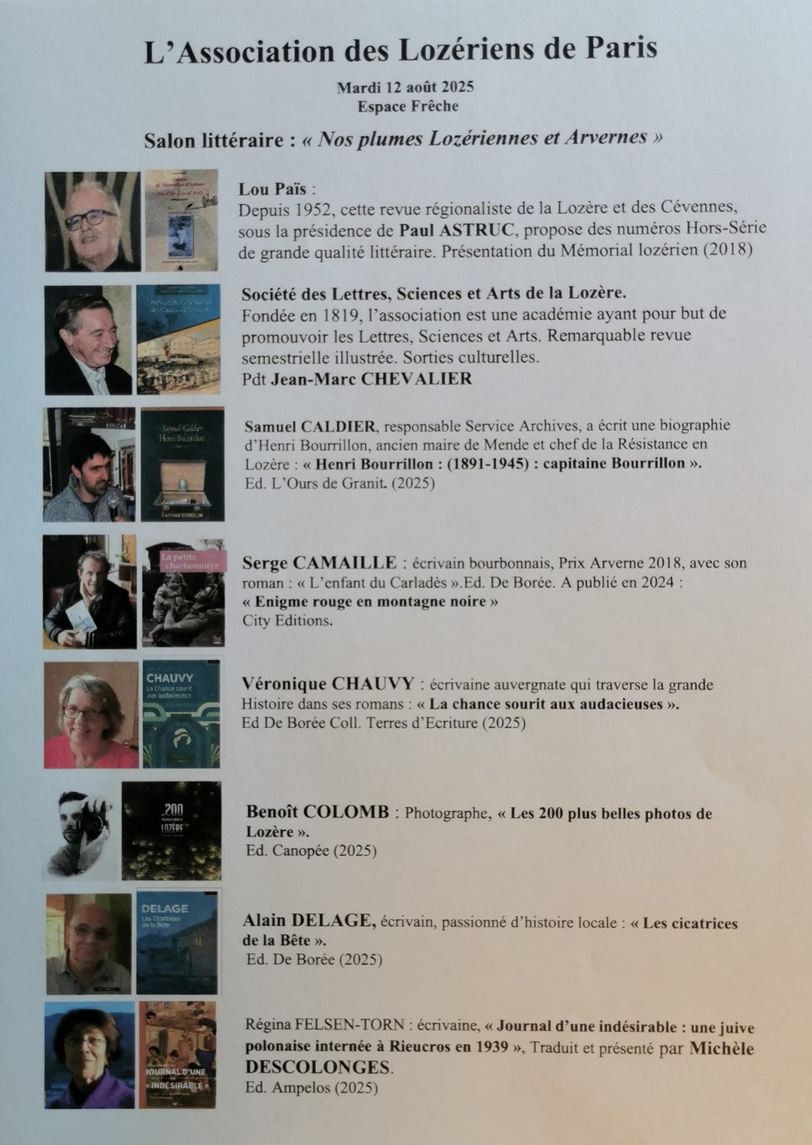 Liste des auteurs et autrices.
