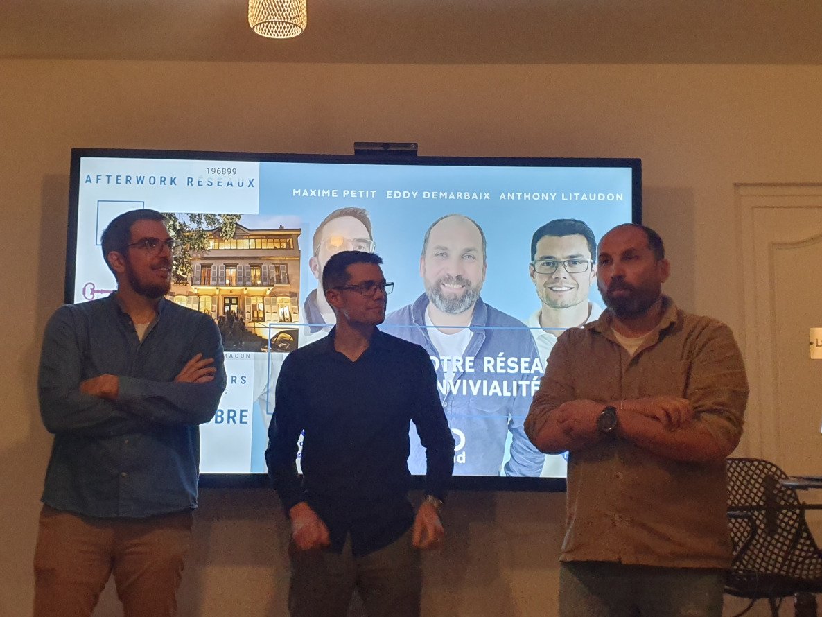 Initiateurs de Afterwork : Maxime Petit (ComWeb ), Antony Litaudon (AL DRONE) et Eddy Demarbaix ( iad)