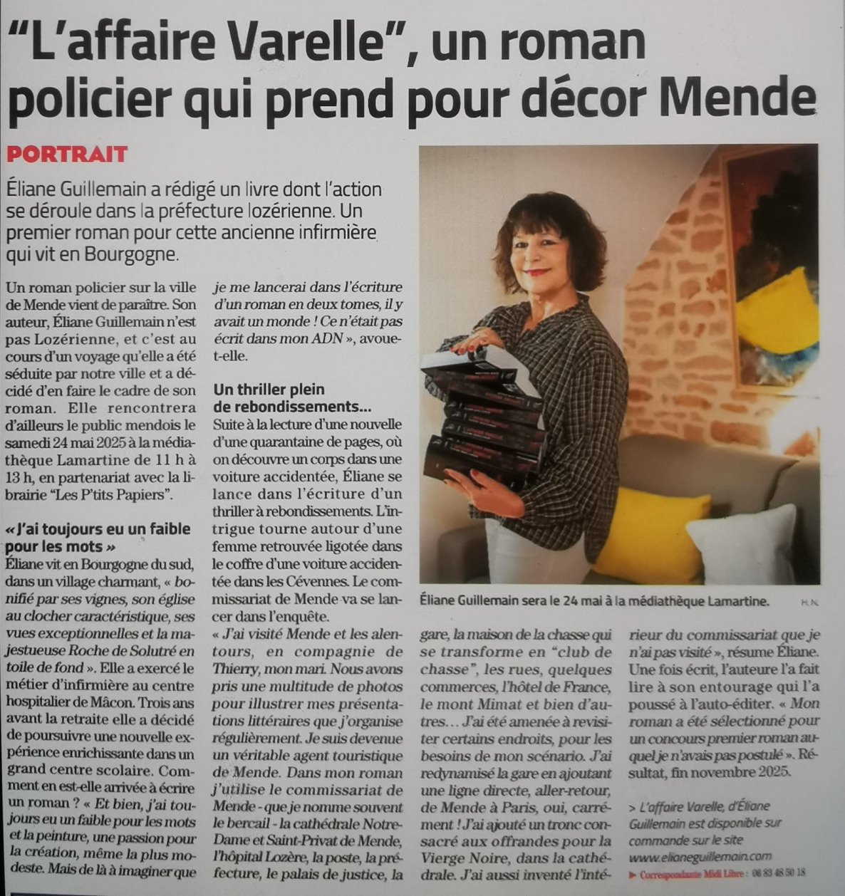 Un bel article du Midi Libre ! ( Correspondante, Mme Hélène Nivoliès)