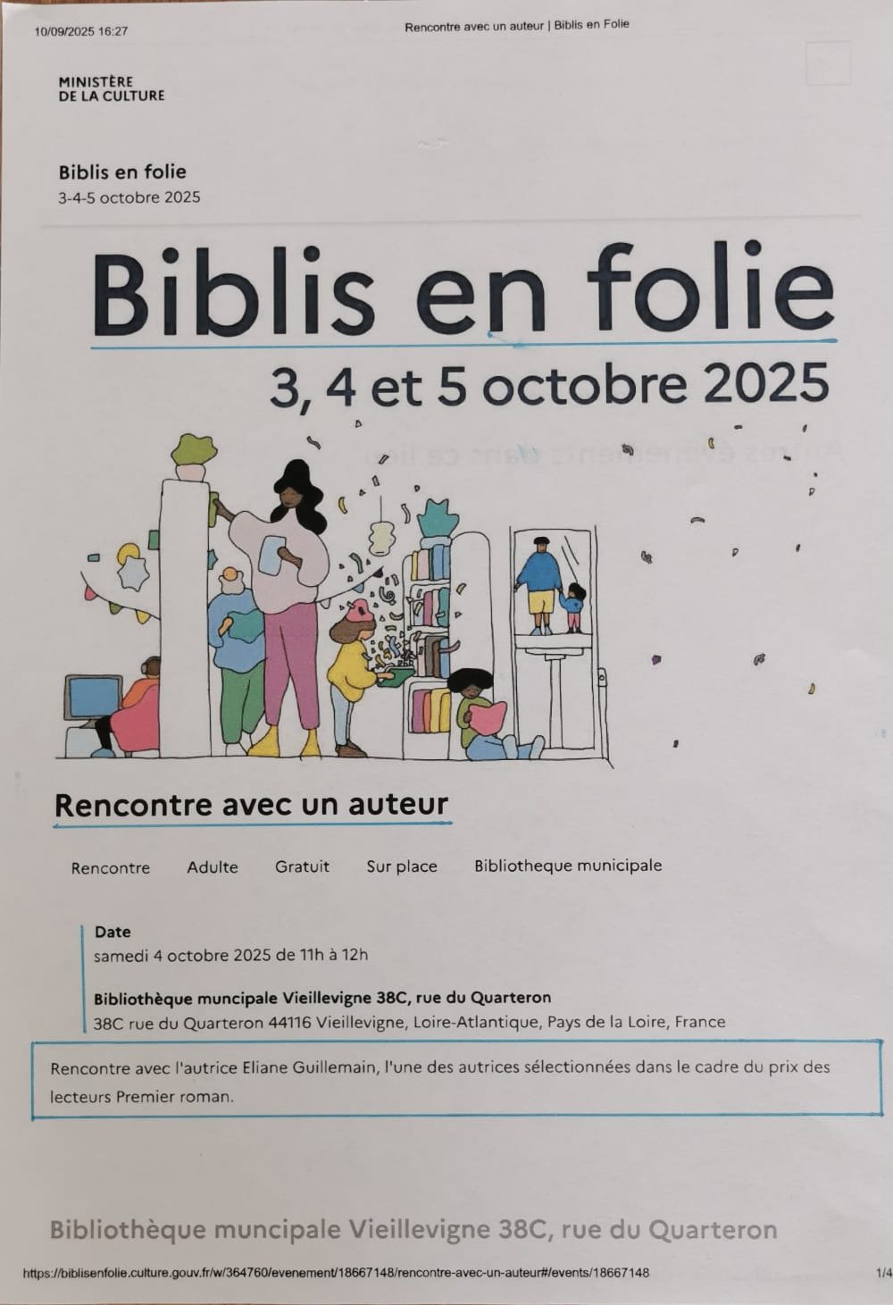 Invitée à présenter mon roman dans le cadre de Biblis en Folie, le 4 oct 25